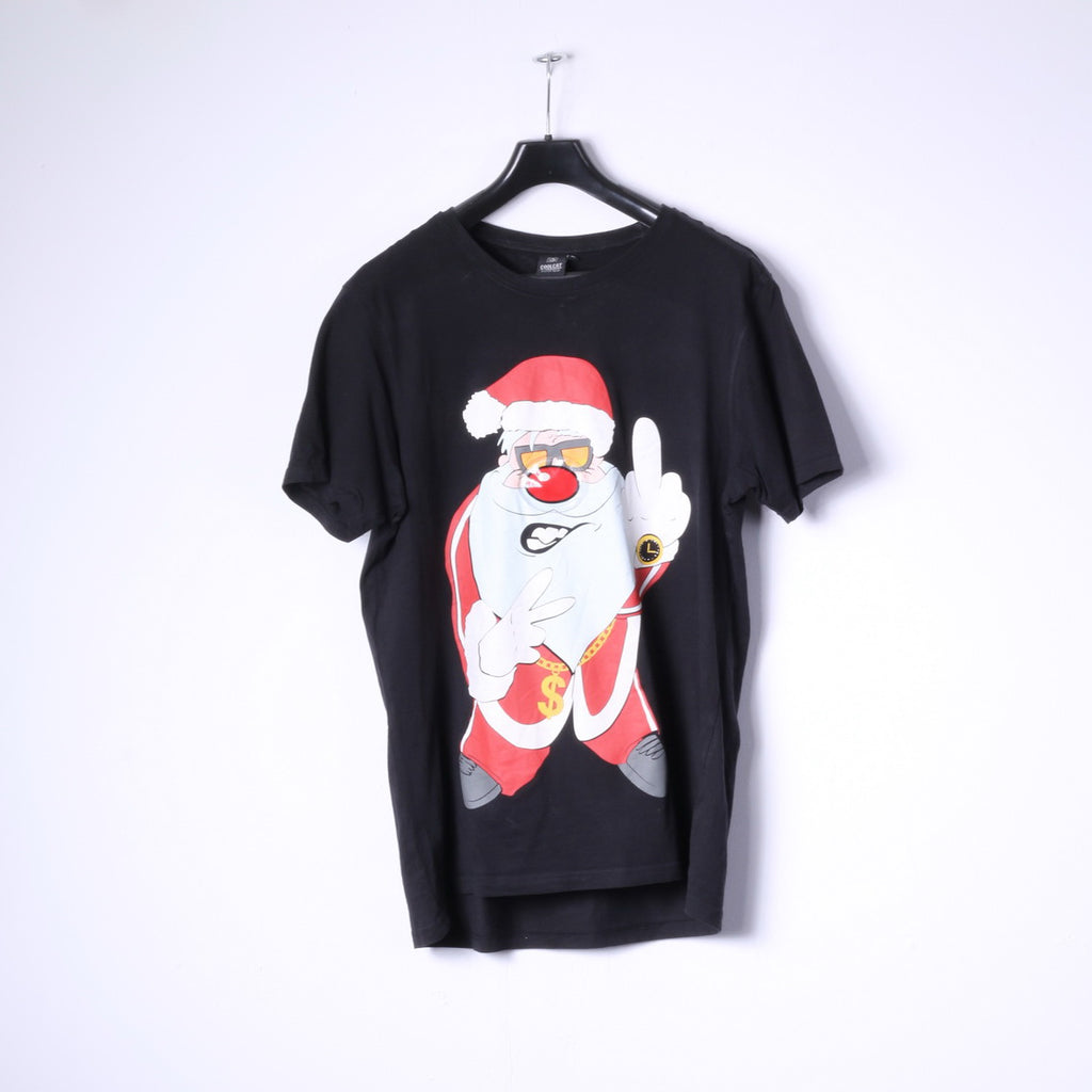 Coolcat T-shirt XL pour homme en coton noir graphique Sanda avec nez brillant