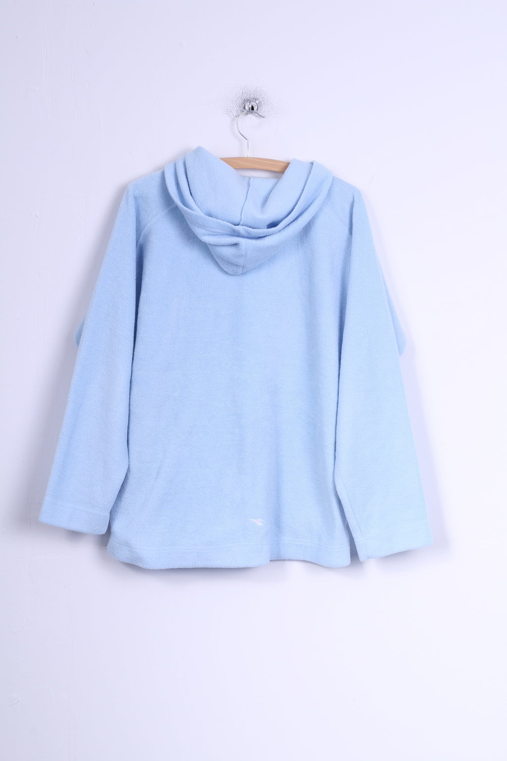 Diadora Womens 14 XXL Fleece Top Light Blue Zip Up Hooded Warm Sweatshirt