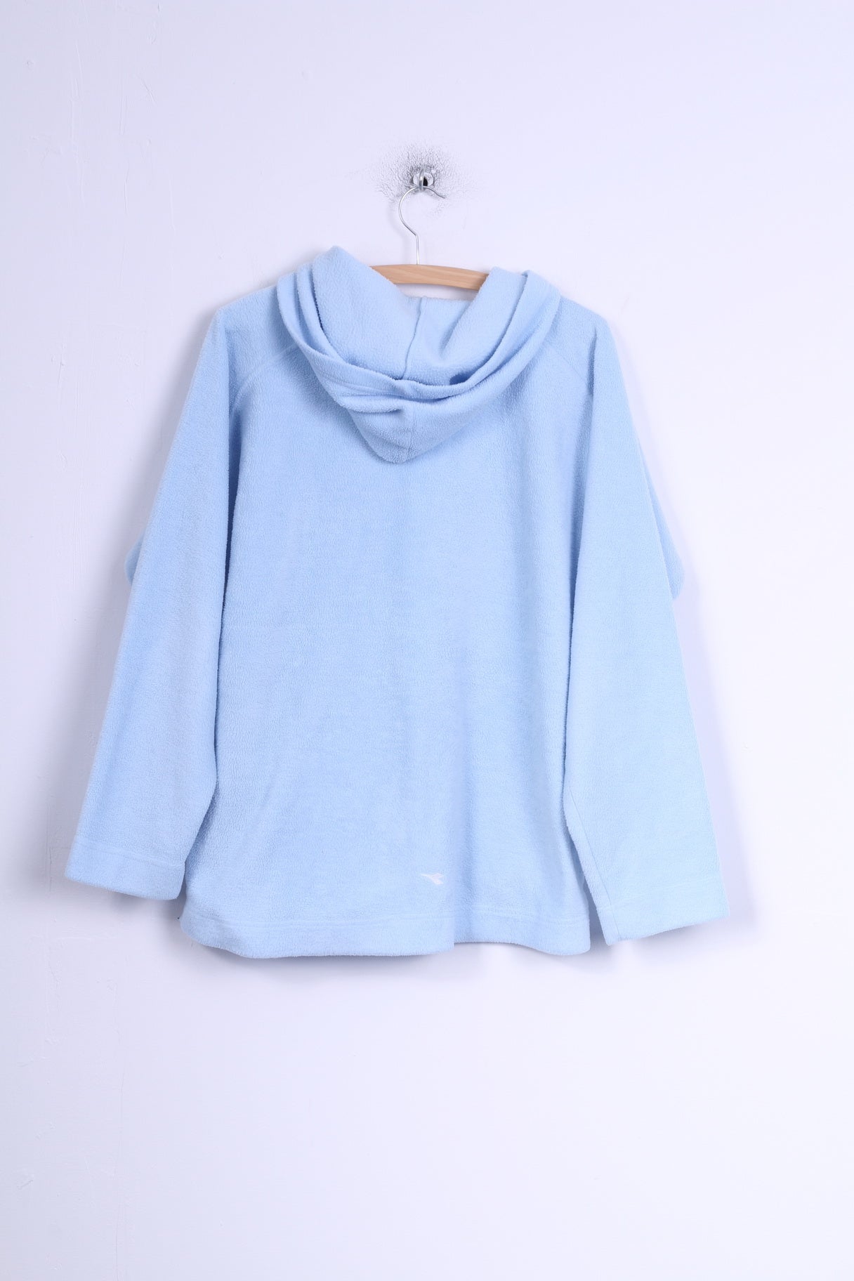 Diadora Womens 14 XXL Fleece Top Light Blue Zip Up Hooded Warm Sweatshirt
