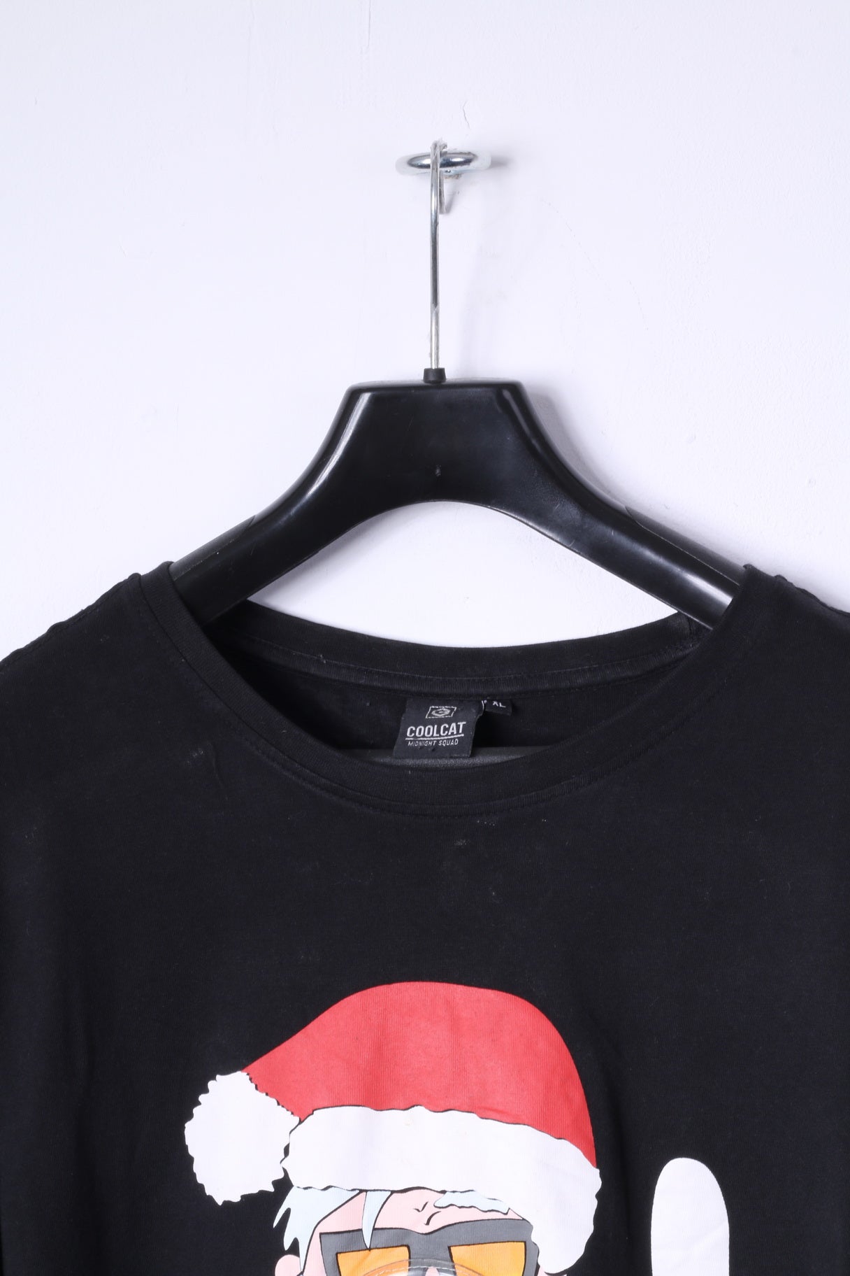 Coolcat T-shirt XL pour homme en coton noir graphique Sanda avec nez brillant