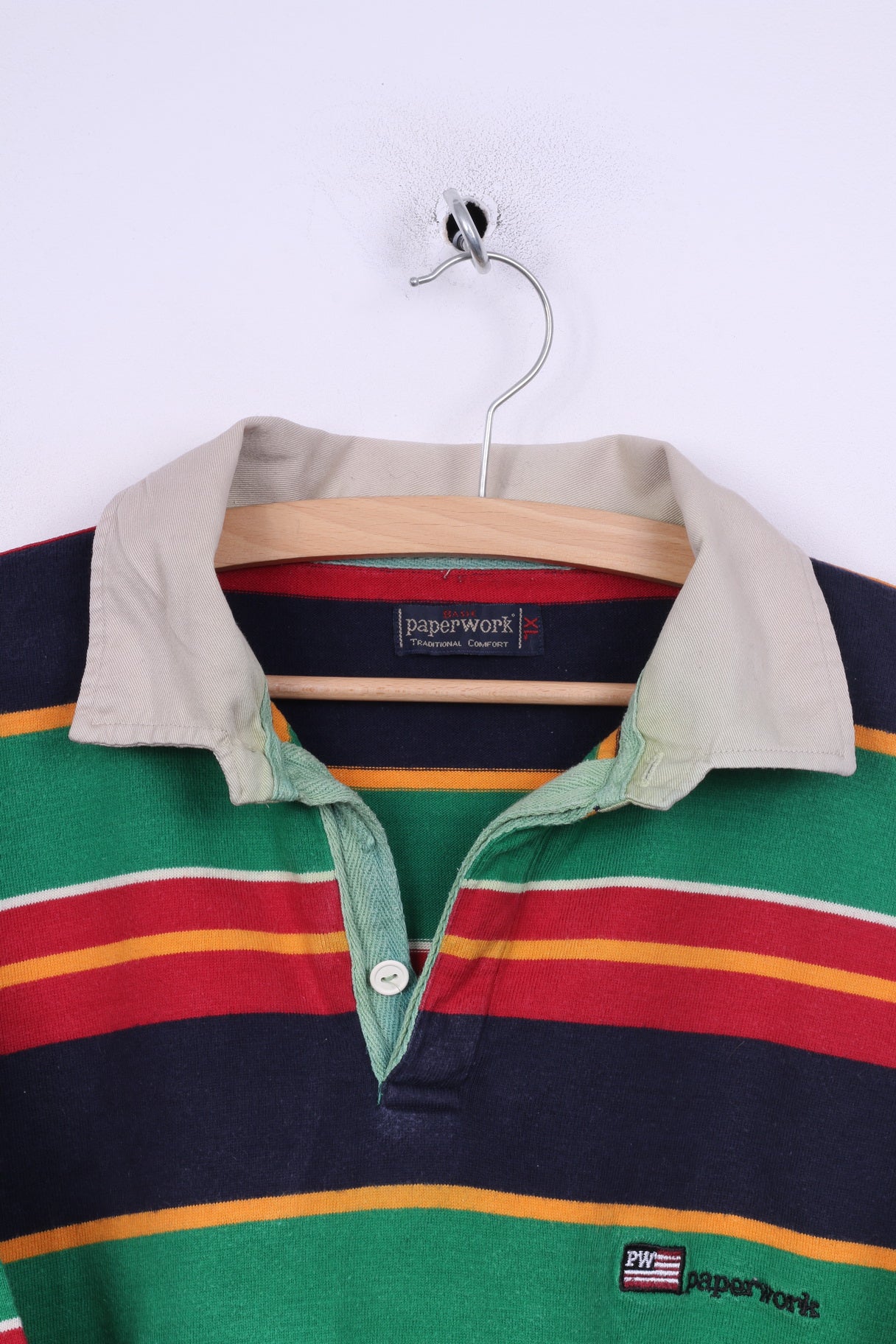 Peper Work Polo XL Homme Rayé Multicolore Manches Courtes Coton 