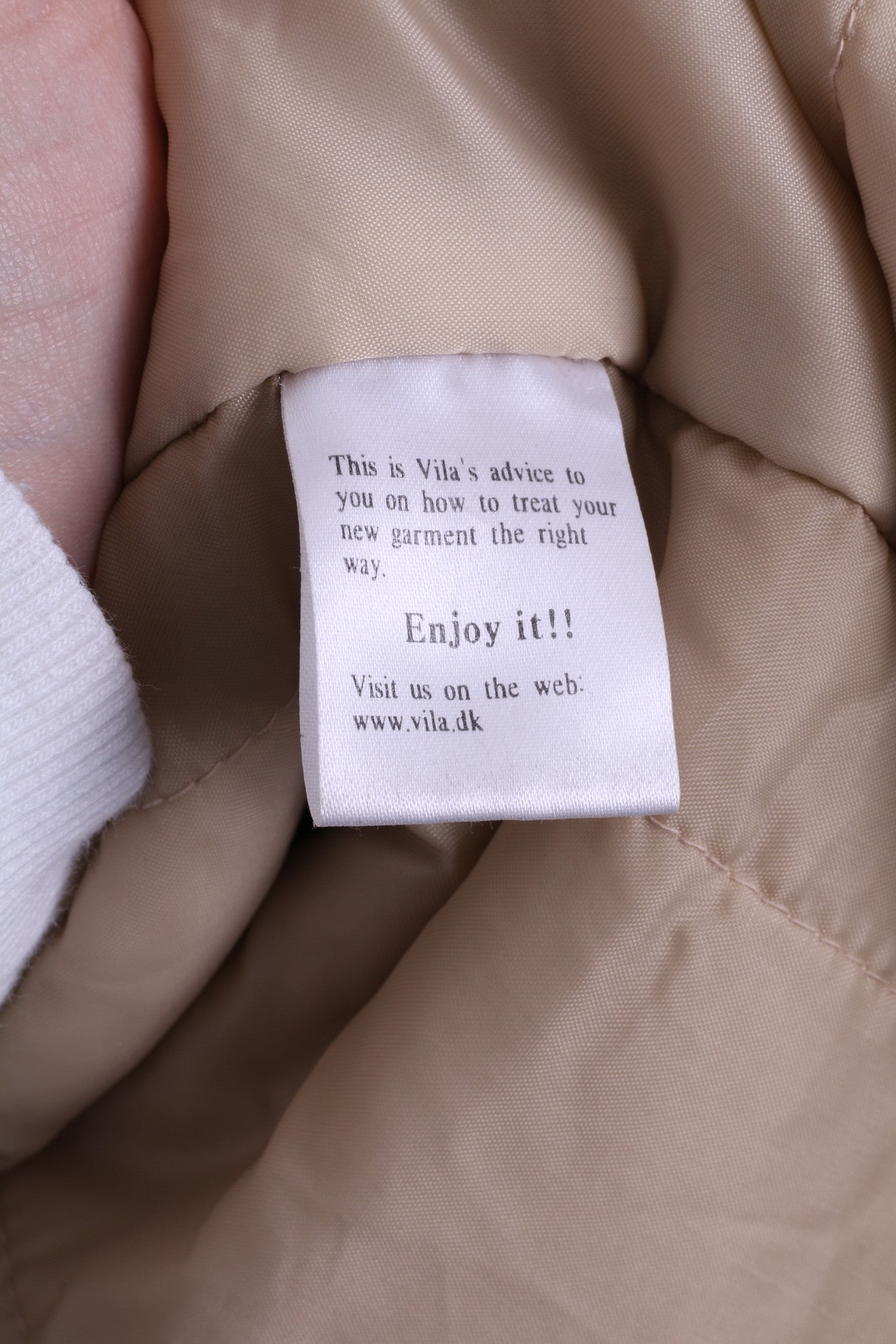 VILA Clothes Womens S Nylon Jacket Coat Beige Long Single Breasted - RetrospectClothes