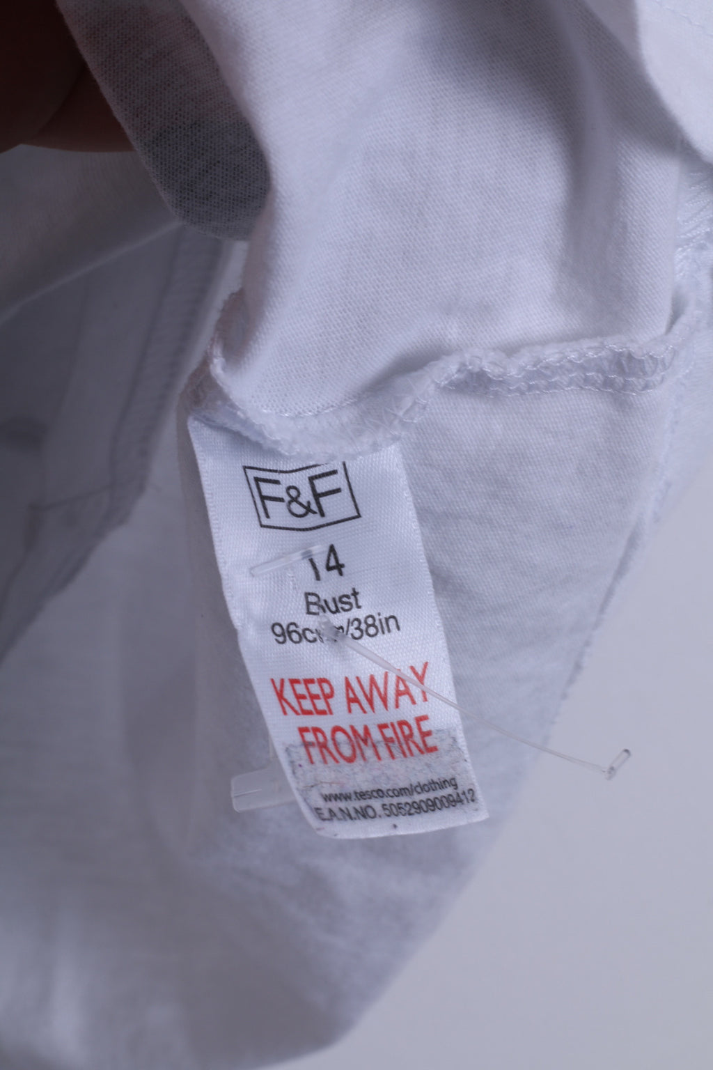 F&amp;F Femmes 14 L Débardeur Blanc Col Rond Coton Sans Manches Punky Strass