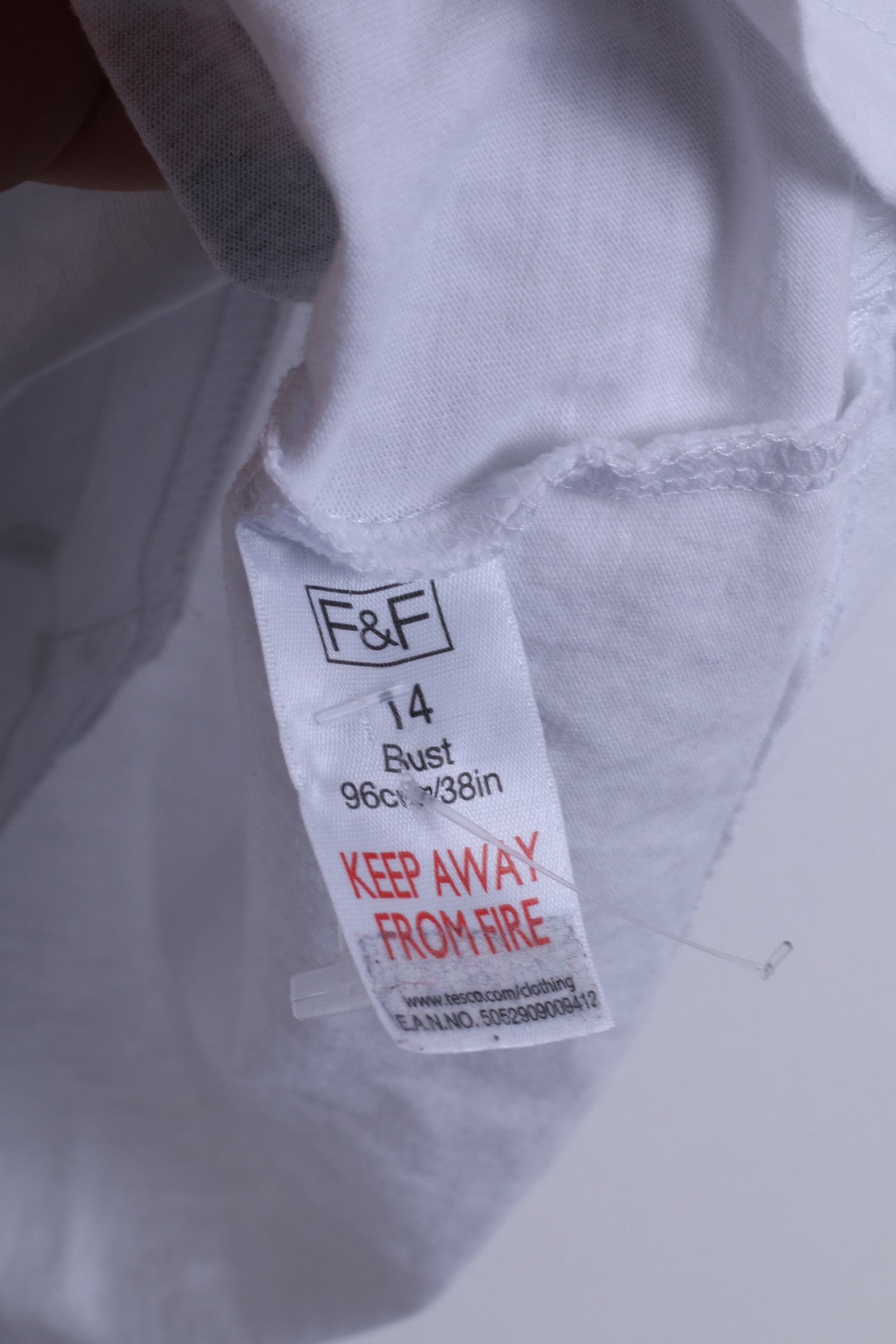 F&amp;F Femmes 14 L Débardeur Blanc Col Rond Coton Sans Manches Punky Strass