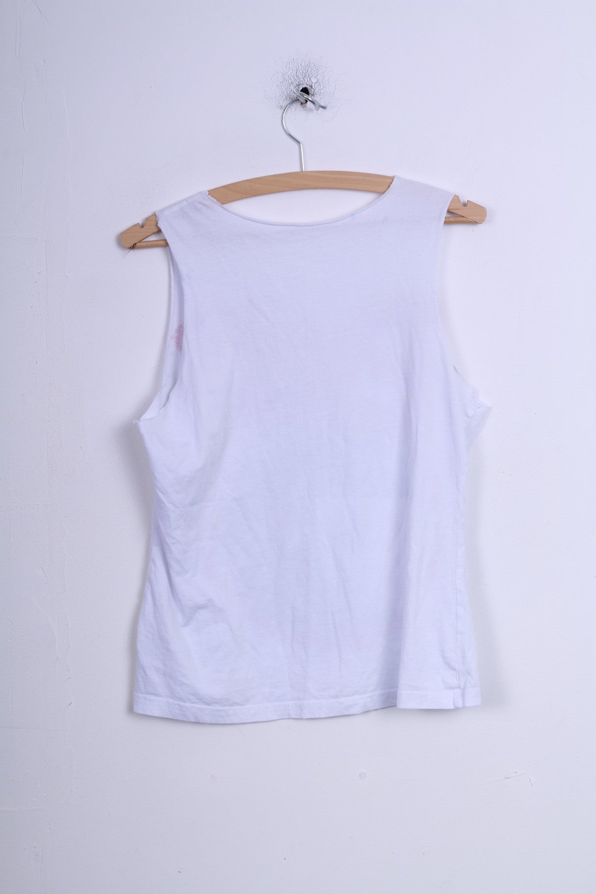 F&amp;F Femmes 14 L Débardeur Blanc Col Rond Coton Sans Manches Punky Strass