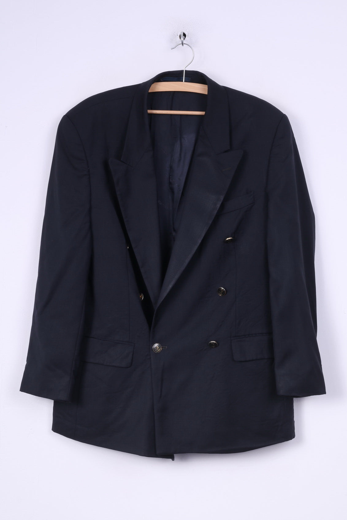 Pierre Cardin Mens 40 S Blazer Jacket Navy Classic Collection Double Breasted Wool