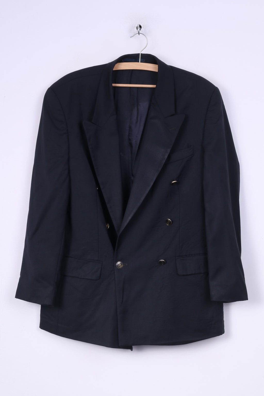 Giacca blazer da uomo anni '40 Pierre Cardin Collezione classica blu scuro Lana doppio petto 
