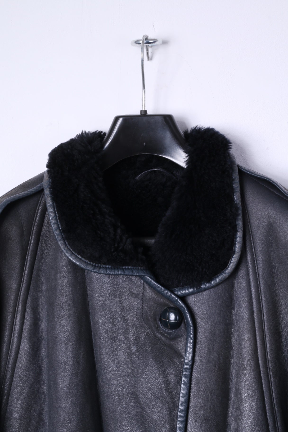Vintage Women 10 36 M Heavy Coat Brown Leather Fur Lined Siberian Long Top