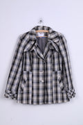 Jasper Conran Giacca da donna 10 M Spalline monopetto a quadri bianchi neri