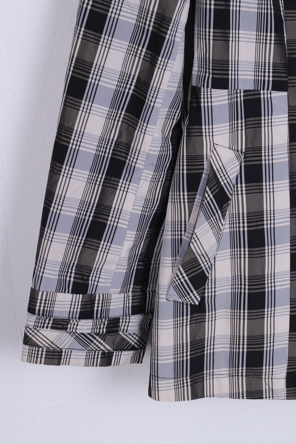 Jasper Conran Giacca da donna 10 M Spalline monopetto a quadri bianchi neri