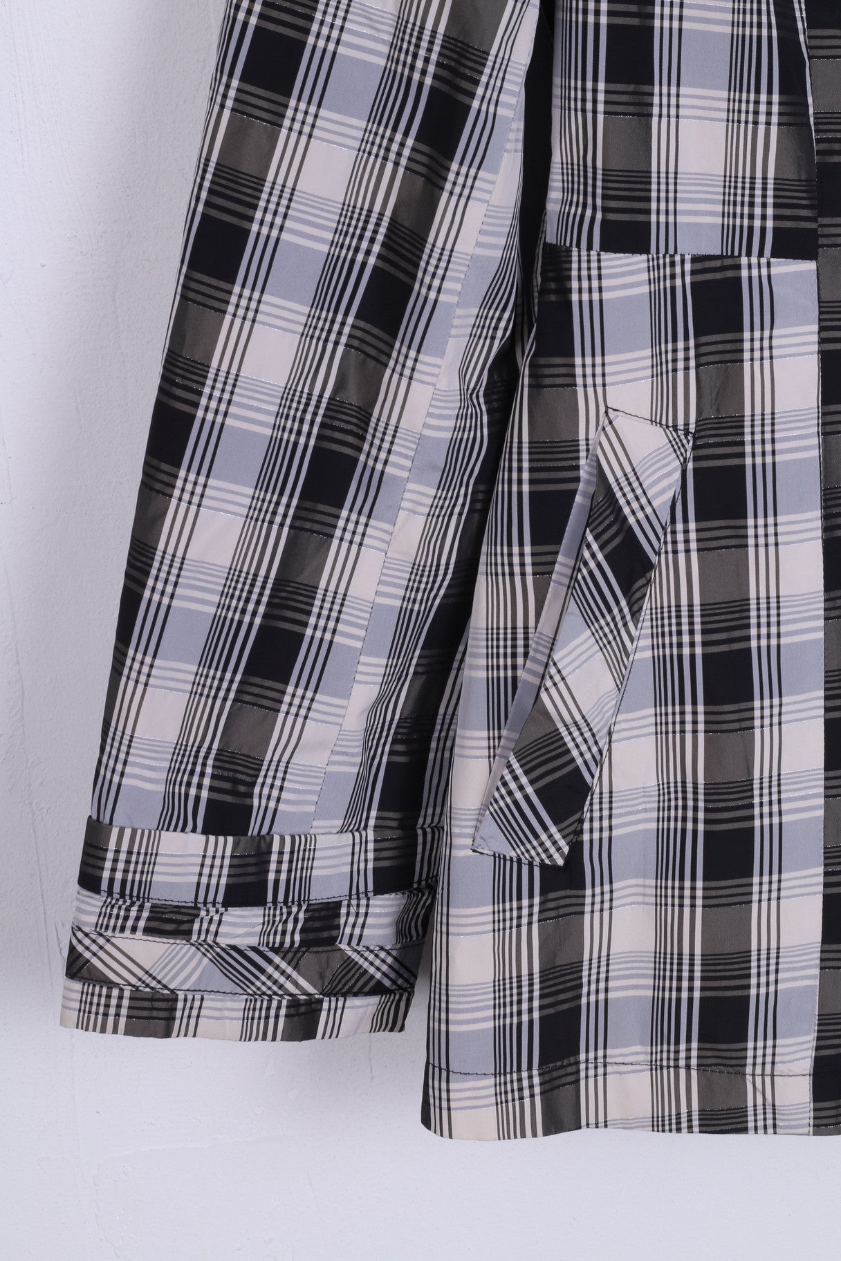 Jasper Conran Giacca da donna 10 M Spalline monopetto a quadri bianchi neri