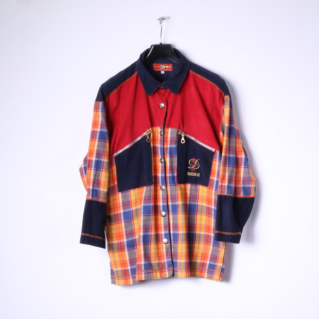 Day by Day Clothing Company Womens L Casual Shirt Orange Cotton Snaps Vintage Top