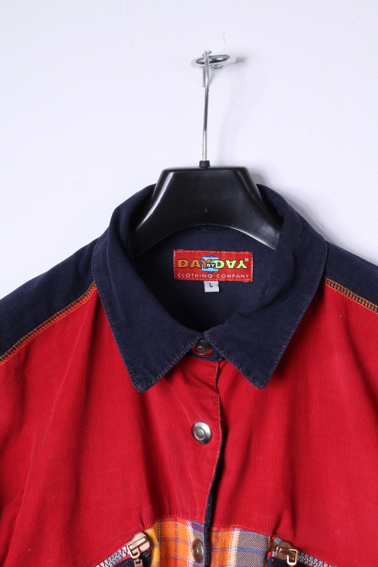 Day by Day Clothing Company Womens L Casual Shirt Orange Cotton Snaps Vintage Top