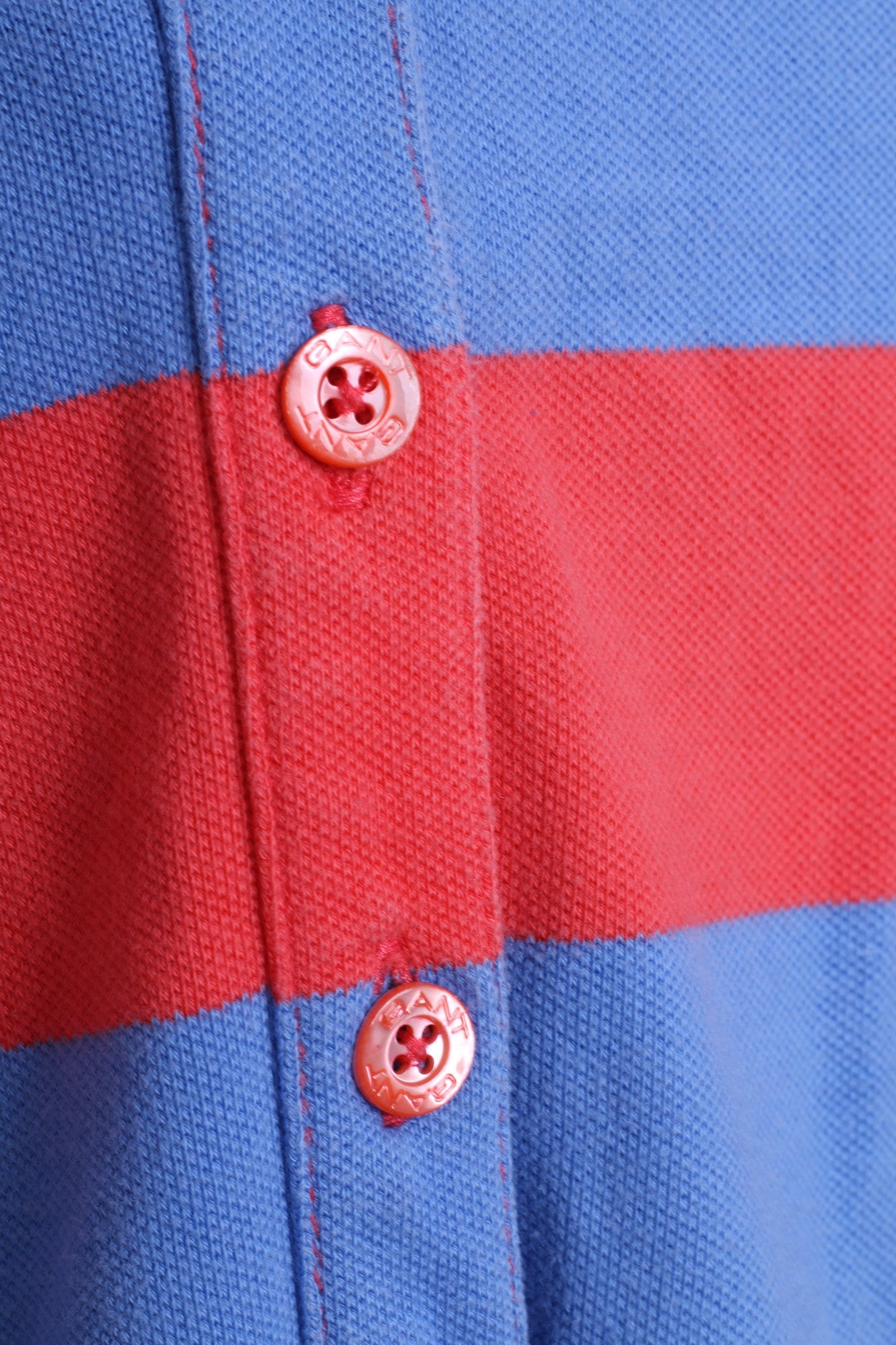 GANT Womens L Polo Shirt Striped Blue Cotton Fitt Top