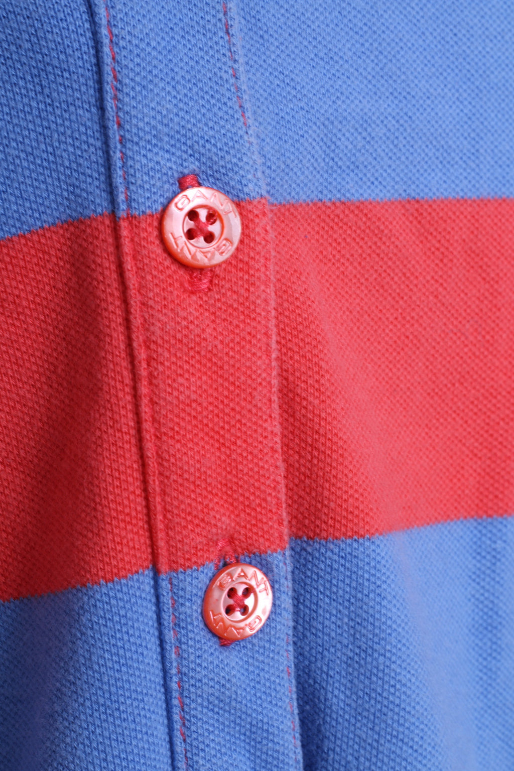 GANT Femme L Polo Rayé Bleu Coton Fitt Top
