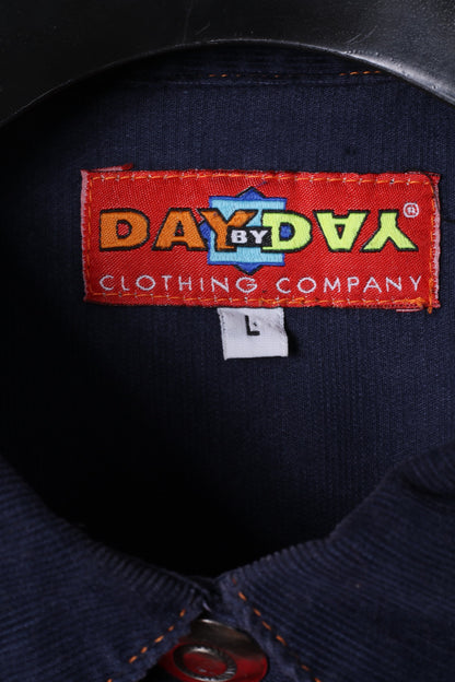 Day by Day Clothing Company L Chemise décontractée en coton orange avec boutons-pression vintage pour femme