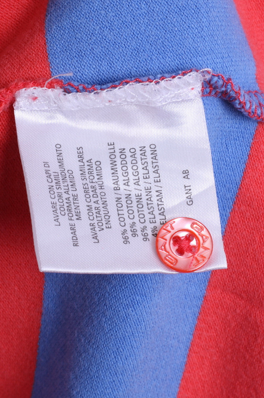 GANT Femme L Polo Rayé Bleu Coton Fitt Top