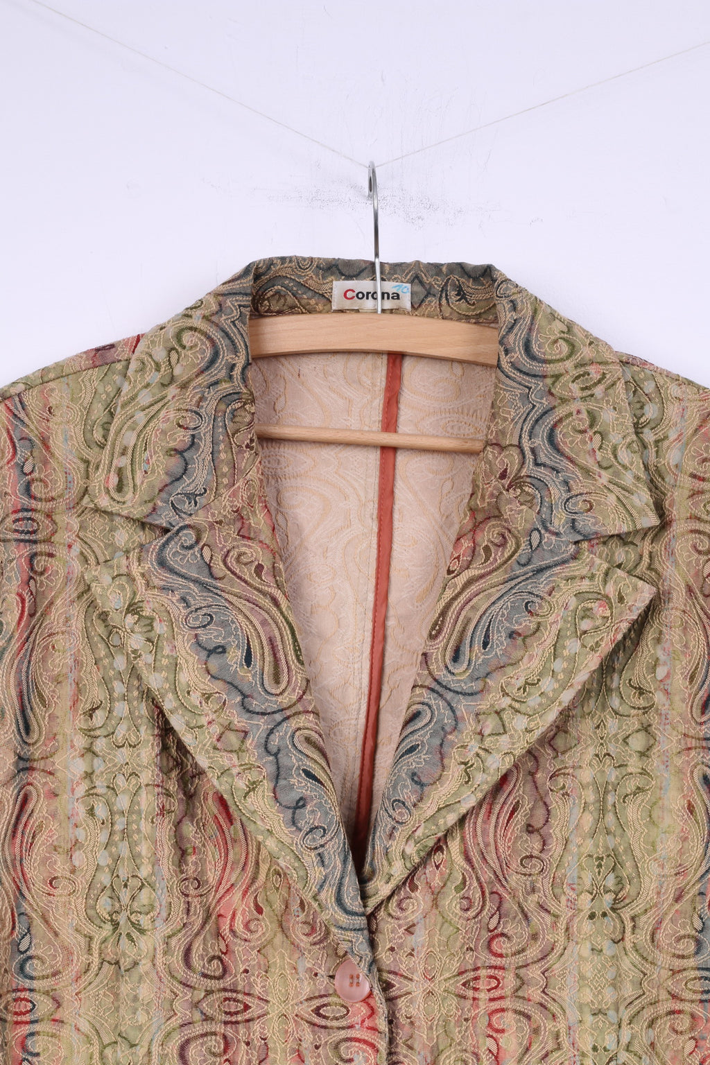 Corona Womens 46 XL Blazer Multicolor Barcco Vintage Shoulder Pads Jacket