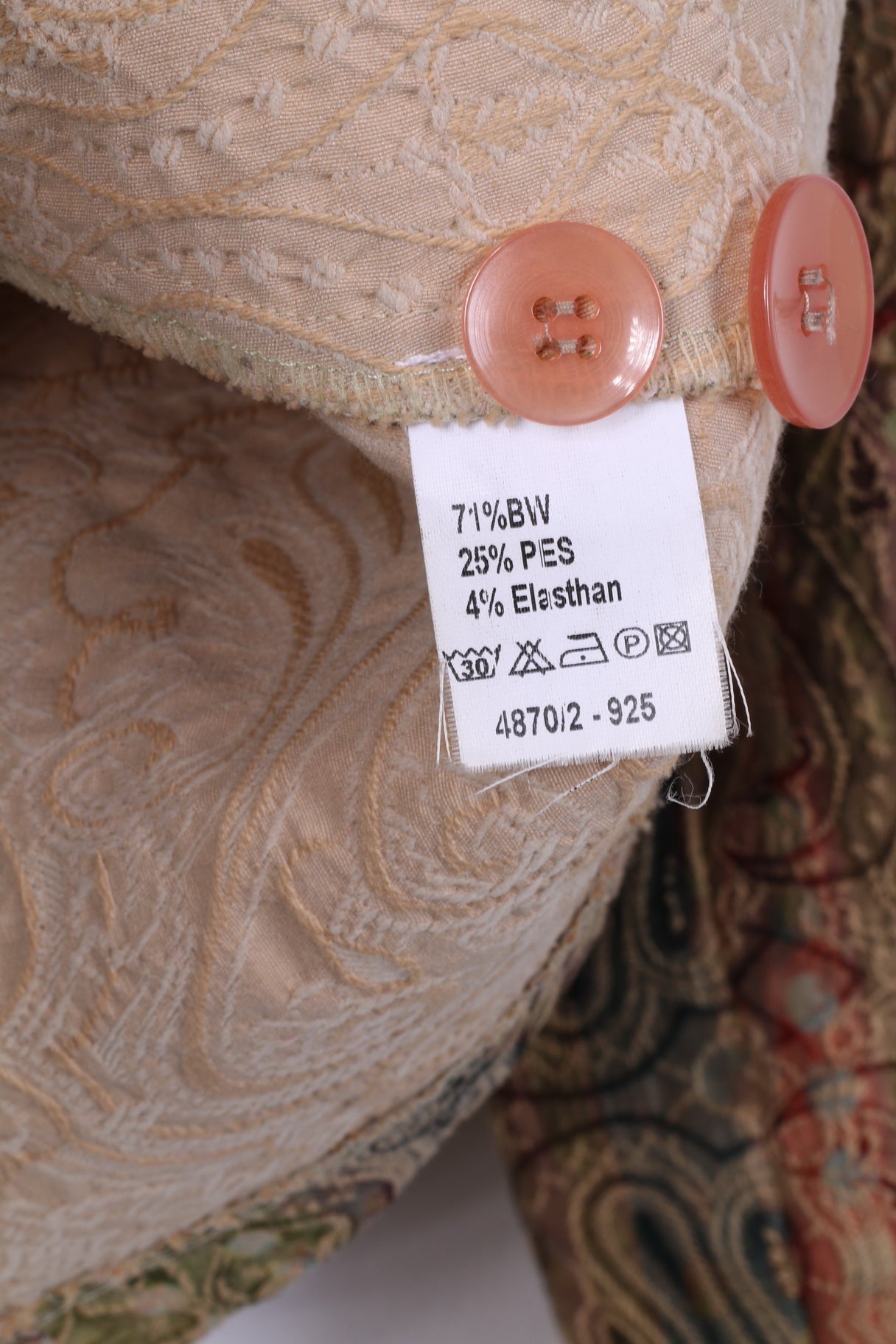 Giacca da donna Corona 46 XL Blazer multicolore Barcco Vintage con spalline 