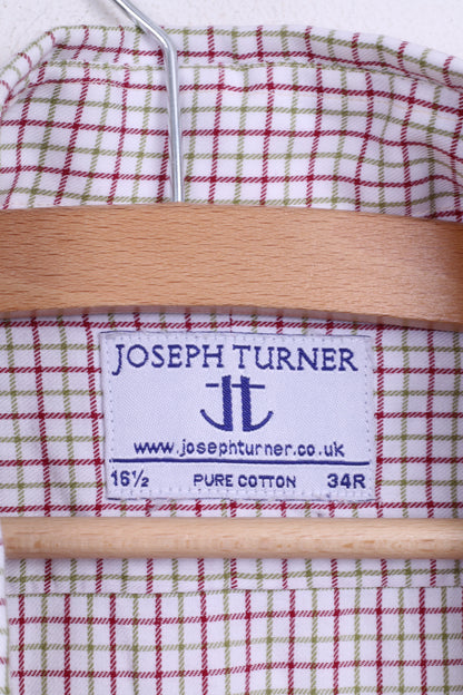 Joseph Turner Chemise décontractée 34R pour homme, col boutonné, 16,5 carreaux, coton