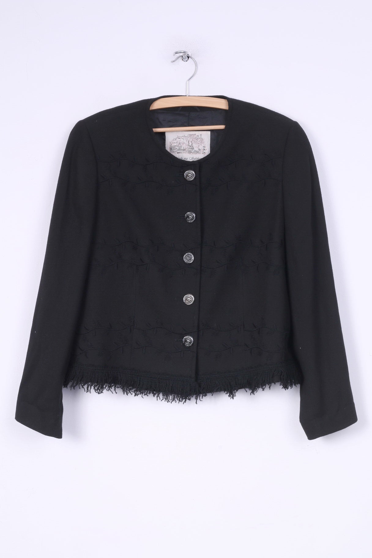 Mode aus Salzburg by h.mosser Womens 42 Blazer Jacket Black Single Breasted Vintage