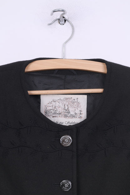 Mode aus Salisburgo di h.mosser Giacca blazer da donna 42 nera monopetto vintage 