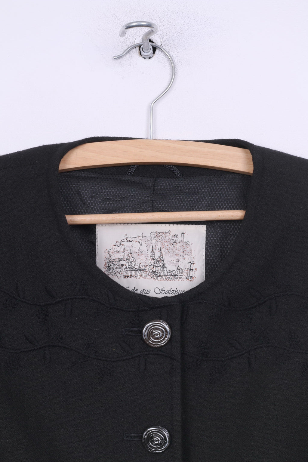 Mode aus Salzburg by h.mosser Womens 42 Blazer Jacket Black Single Breasted Vintage