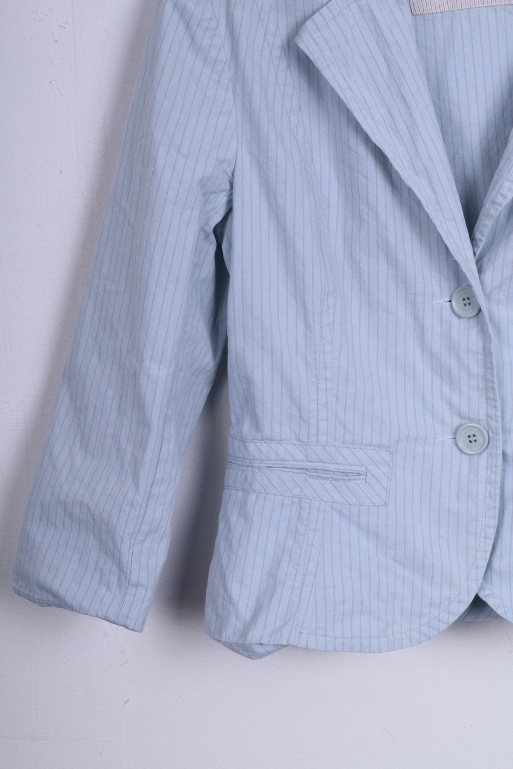 Veronika Maine Giacca da donna 10 M Blazer monopetto blu maniche a 3/4 in cotone a righe