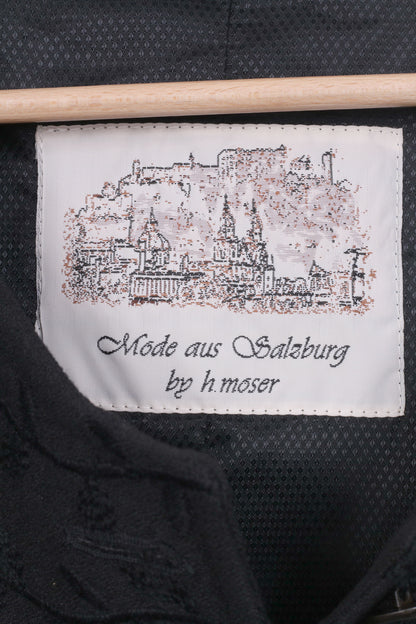 Mode aus Salzburg par h.mosser Veste blazer 42 pour femme noire à simple boutonnage vintage 