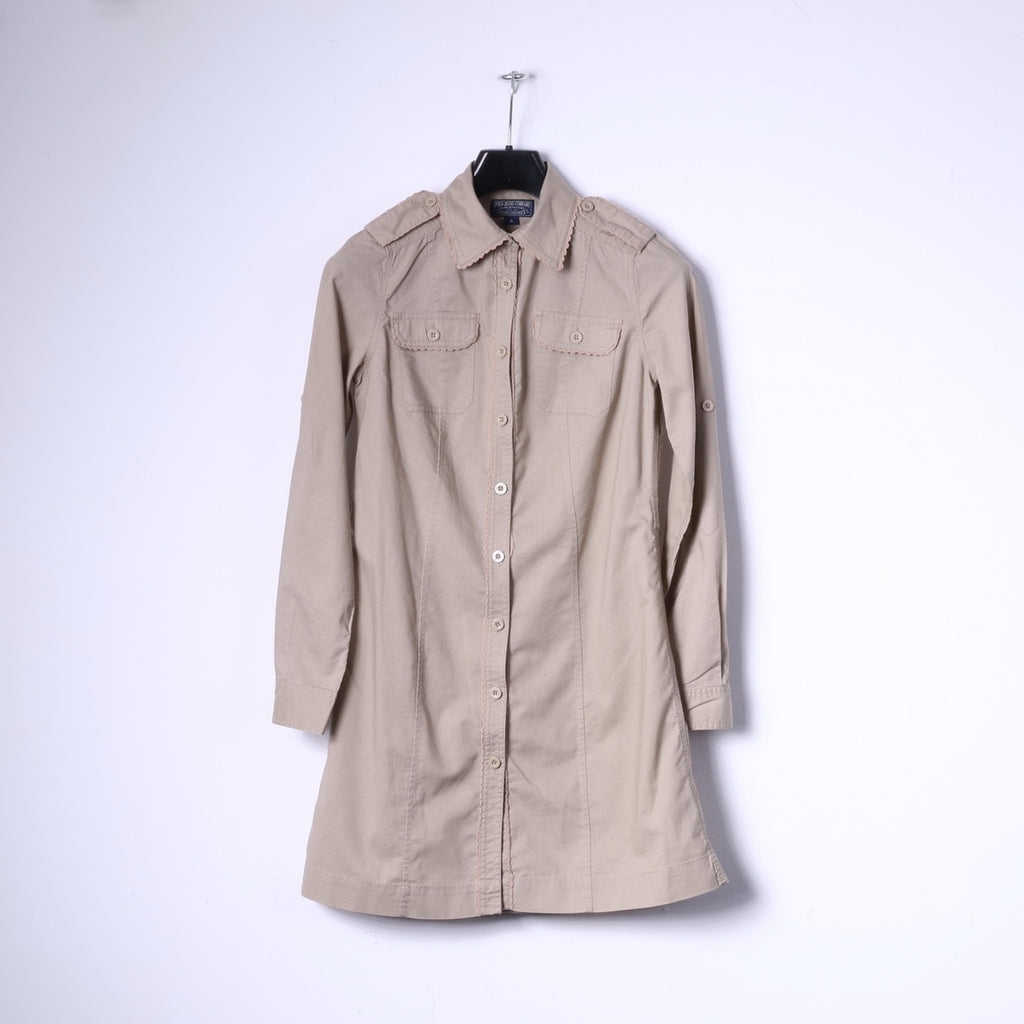 Polo Jeans Company Ralph Lauren Chemise décontractée pour femme - Haut long en coton boutonné - Beige