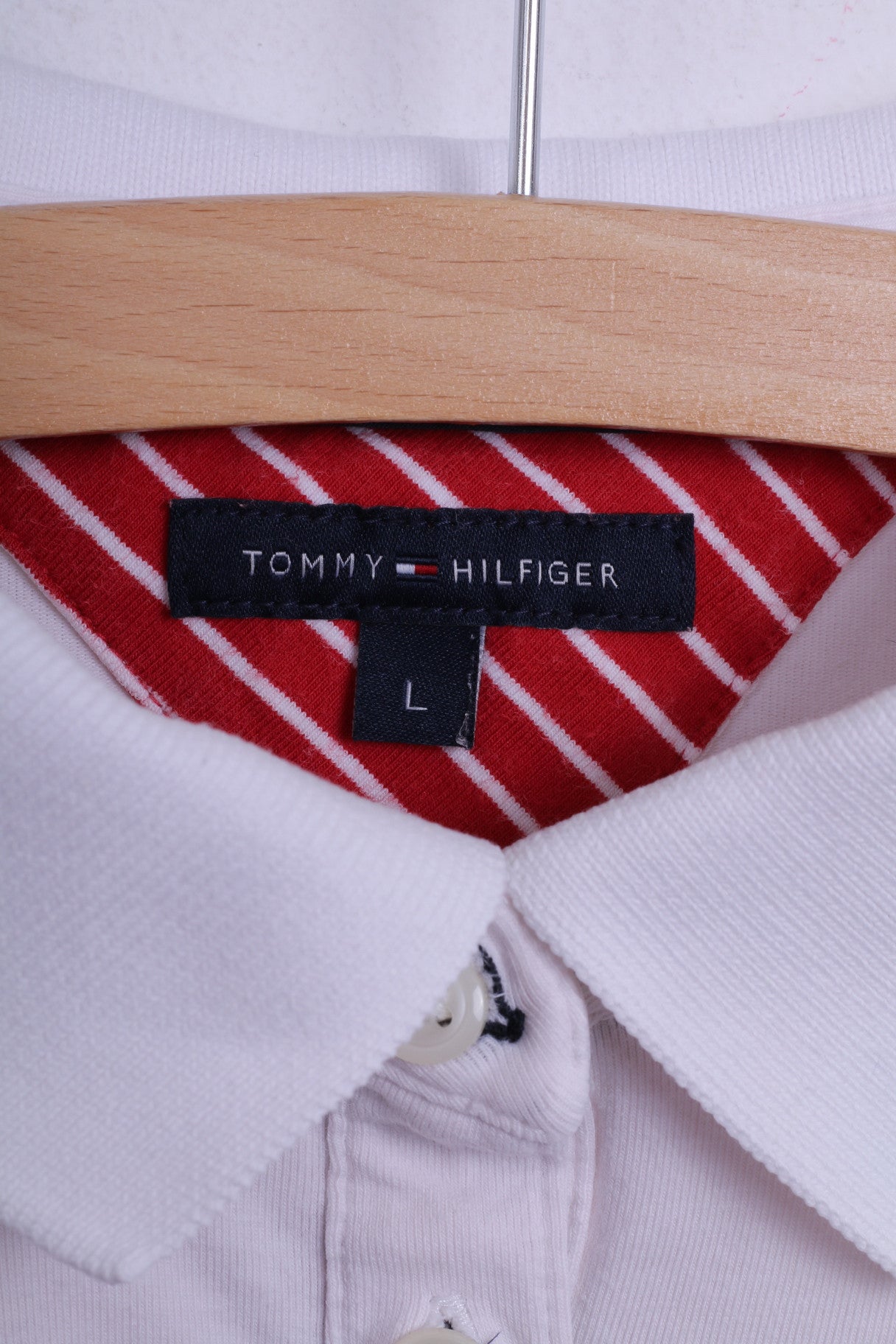 Polo da donna Tommy Hilfiger S in cotone bianco manica corta vestibilità slim