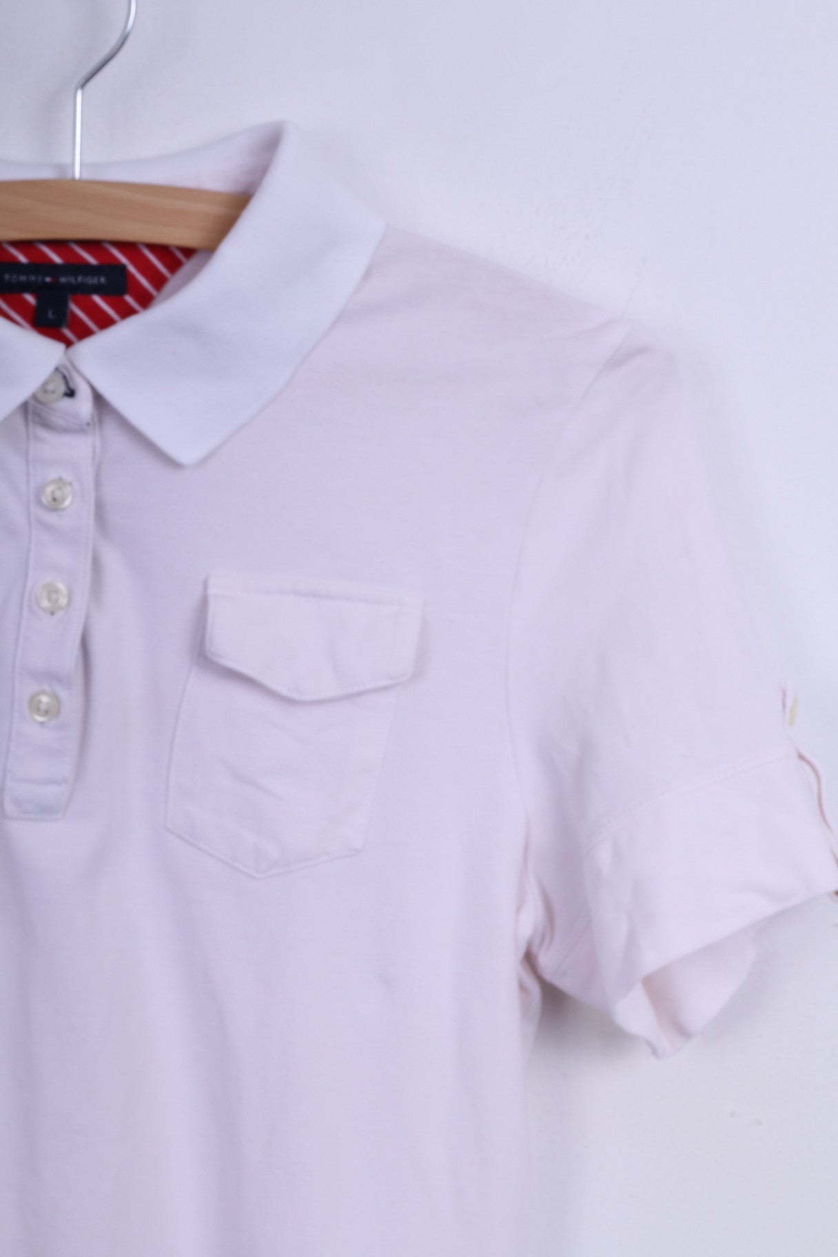 Tommy Hilfiger Polo S pour femme en coton blanc à manches courtes, coupe ajustée