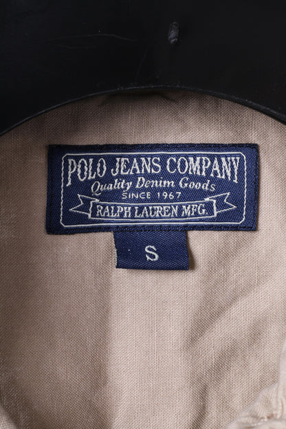 Polo Jeans Company Ralph Lauren Chemise décontractée pour femme - Haut long en coton boutonné - Beige