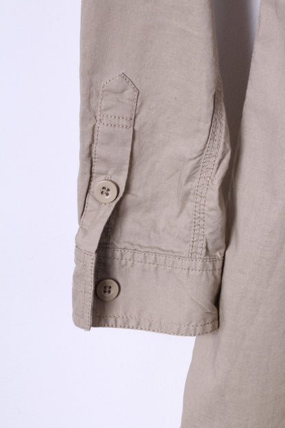 Polo Jeans Company Ralph Lauren Camicia casual da donna Top in cotone con bottoni lunghi beige