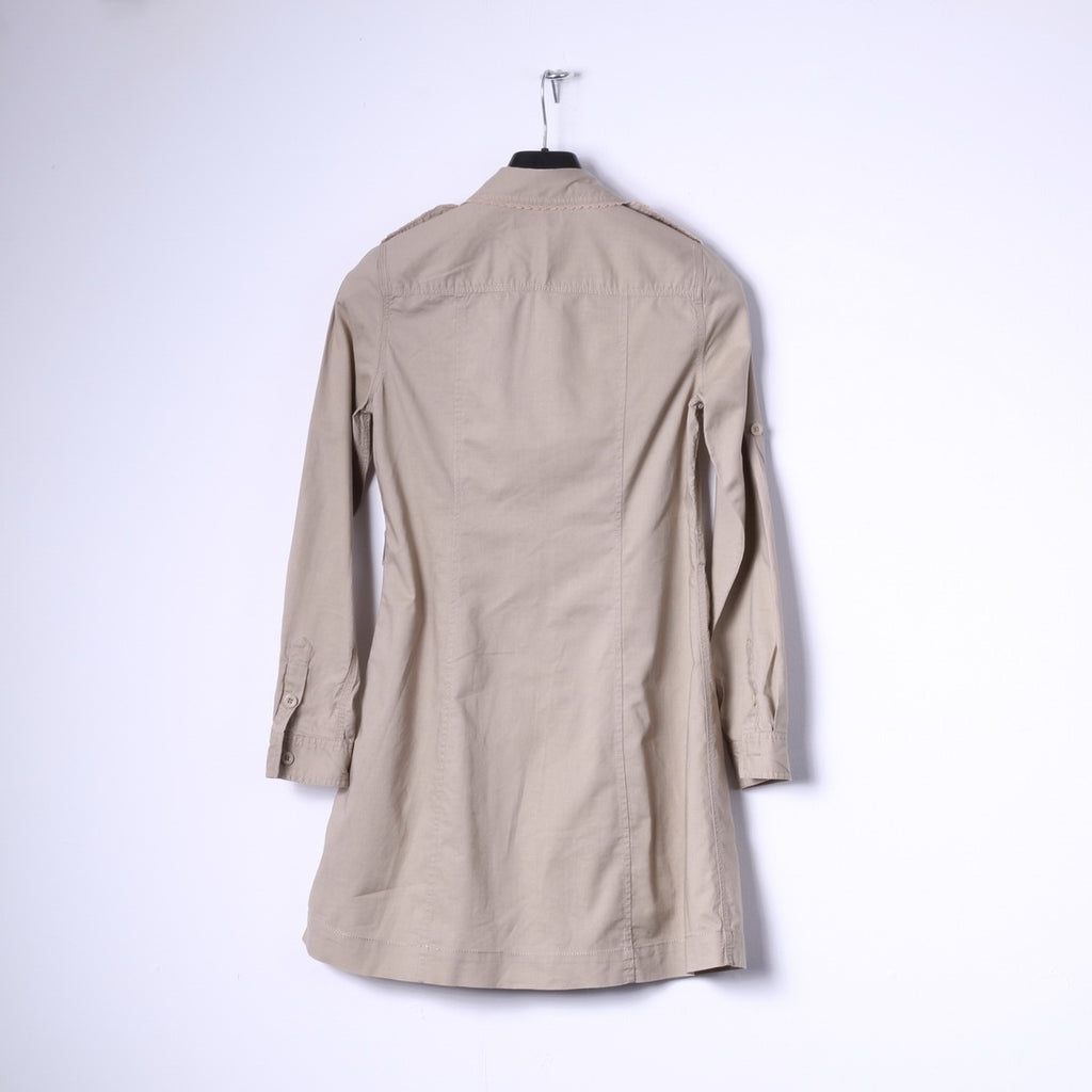 Polo Jeans Company Ralph Lauren Chemise décontractée pour femme - Haut long en coton boutonné - Beige