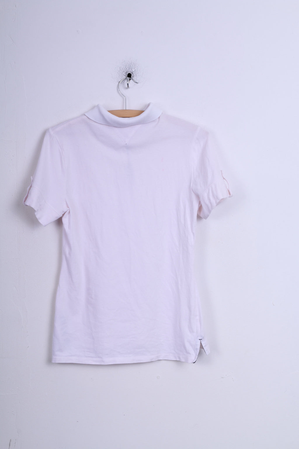 Tommy Hilfiger Polo S pour femme en coton blanc à manches courtes, coupe ajustée