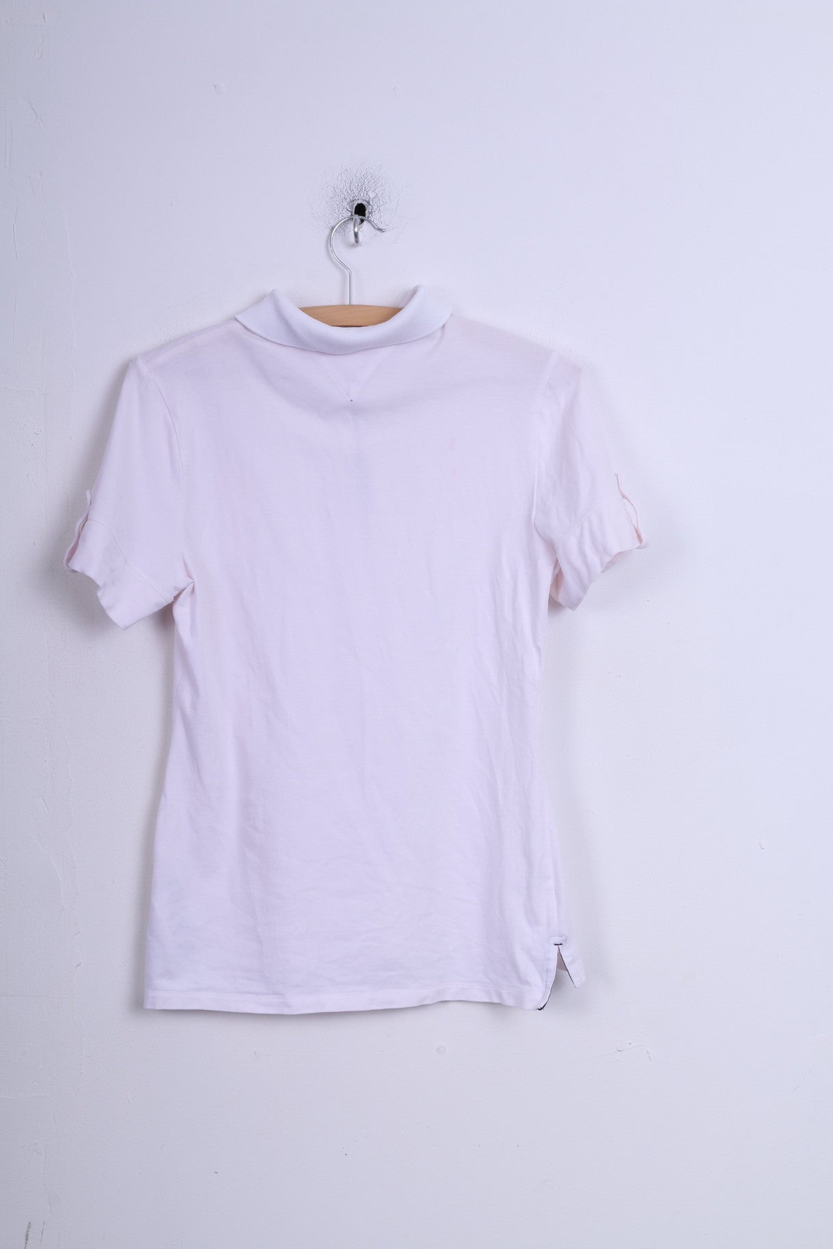 Tommy Hilfiger Polo S pour femme en coton blanc à manches courtes, coupe ajustée