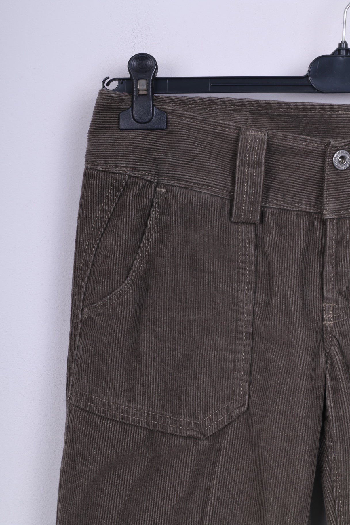 Diesel Womens W27 Trousers Cotton Corduroy Khaki