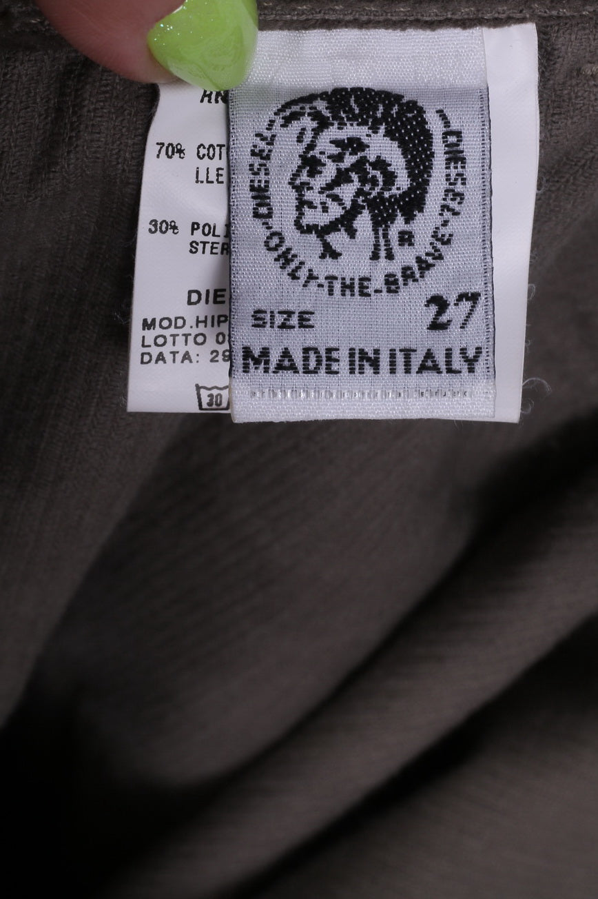 Diesel Womens W27 Trousers Cotton Corduroy Khaki