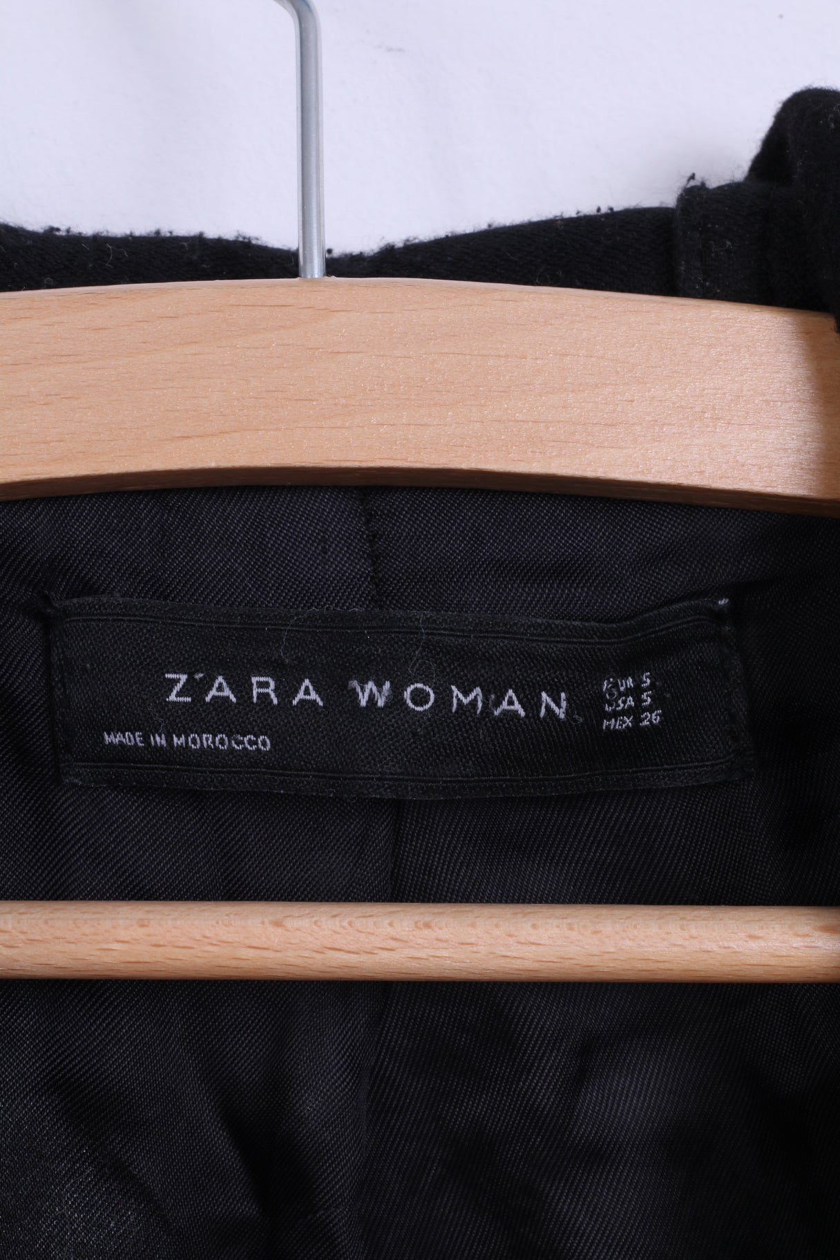 ZARA Womens S Jacket Hood Black Single Breasted