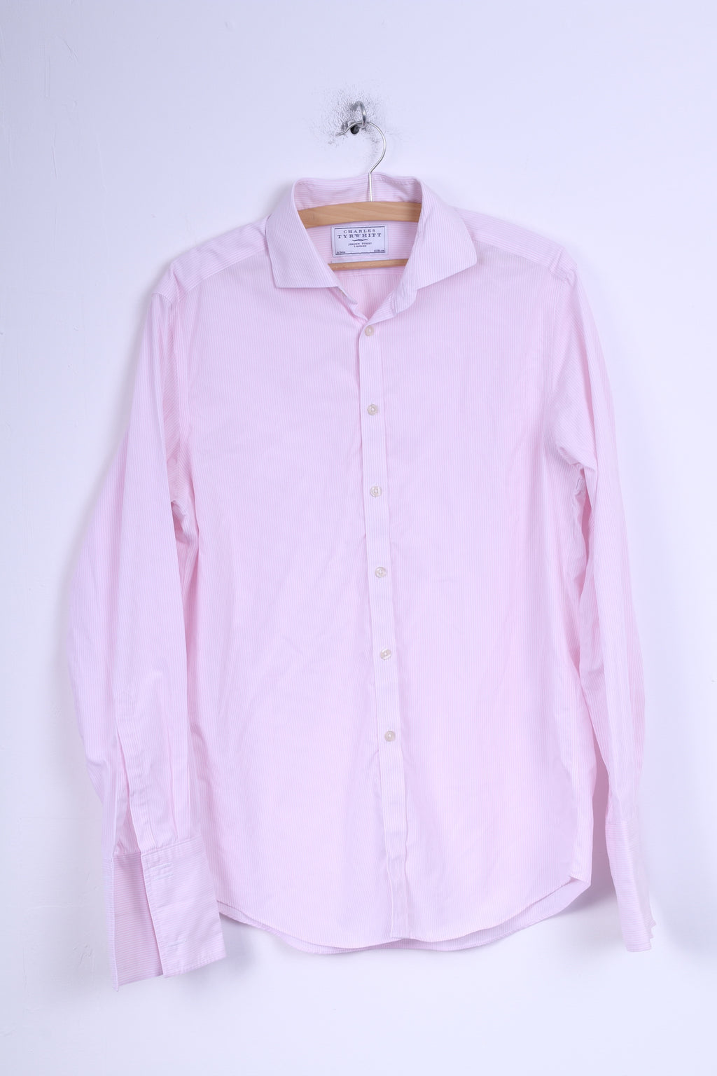 Camicia formale da uomo Charles Tyrwhitt 16 41 L Gemelli in cotone a righe bianche