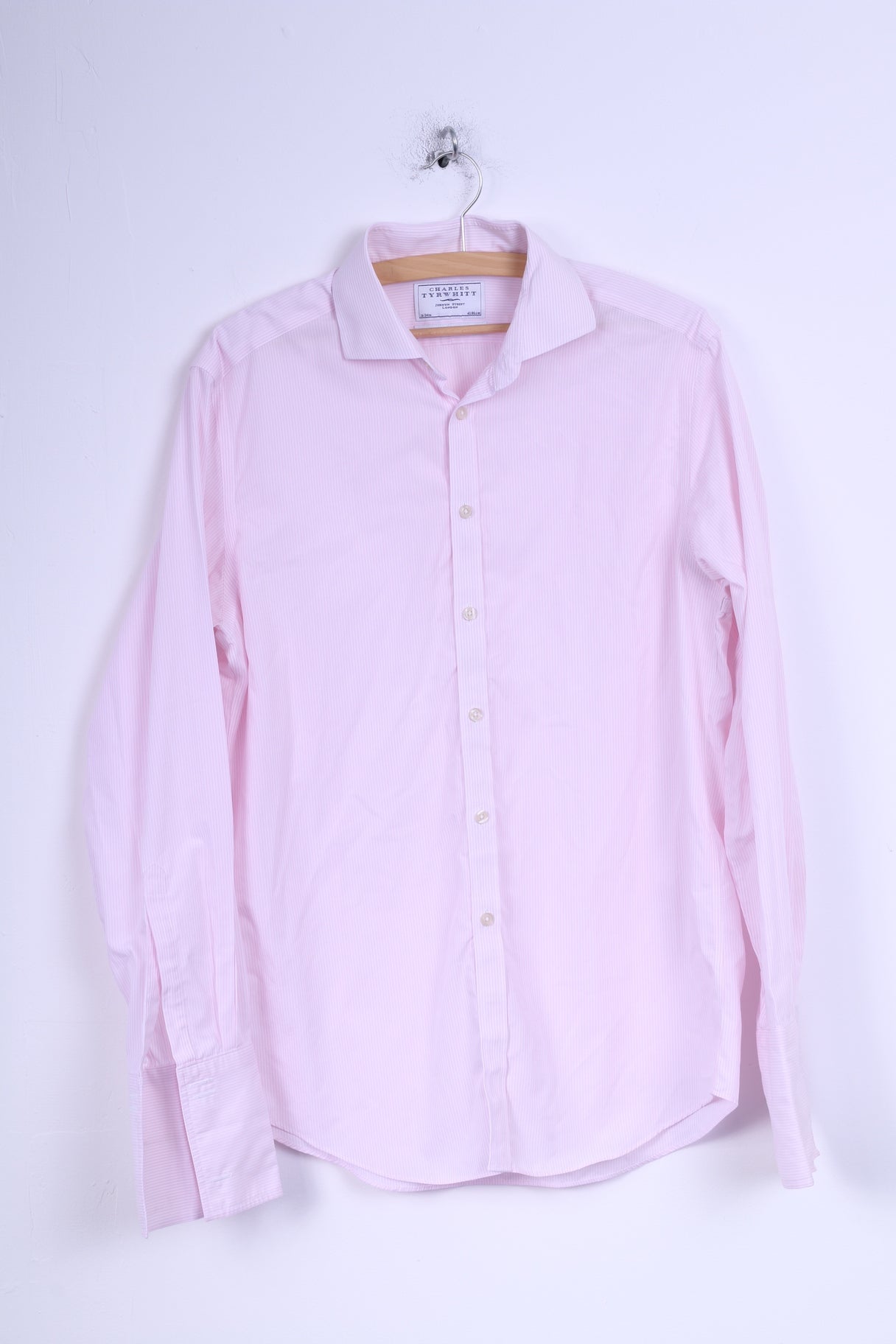 Camicia formale da uomo Charles Tyrwhitt 16 41 L Gemelli in cotone a righe bianche