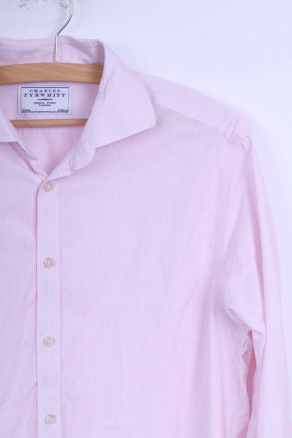 Camicia formale da uomo Charles Tyrwhitt 16 41 L Gemelli in cotone a righe bianche