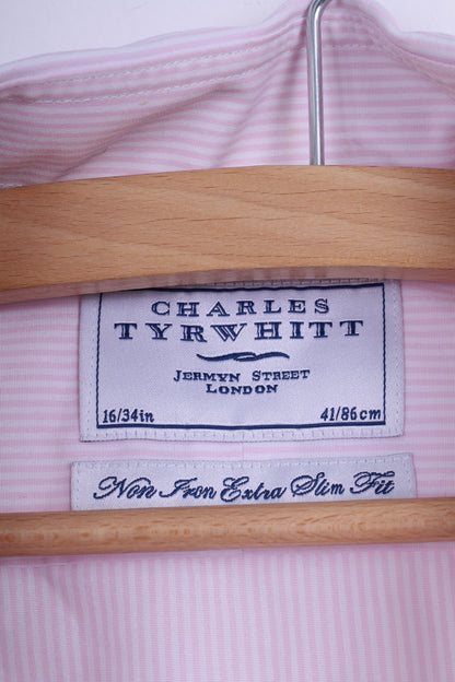 Charles Tyrwhitt Mens 16 41 L Formal Shirt White Striped Cotton Cufflinks