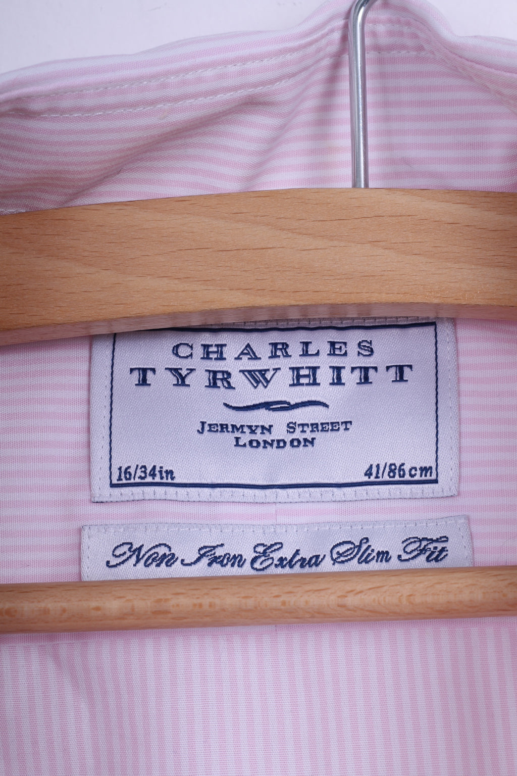 Camicia formale da uomo Charles Tyrwhitt 16 41 L Gemelli in cotone a righe bianche