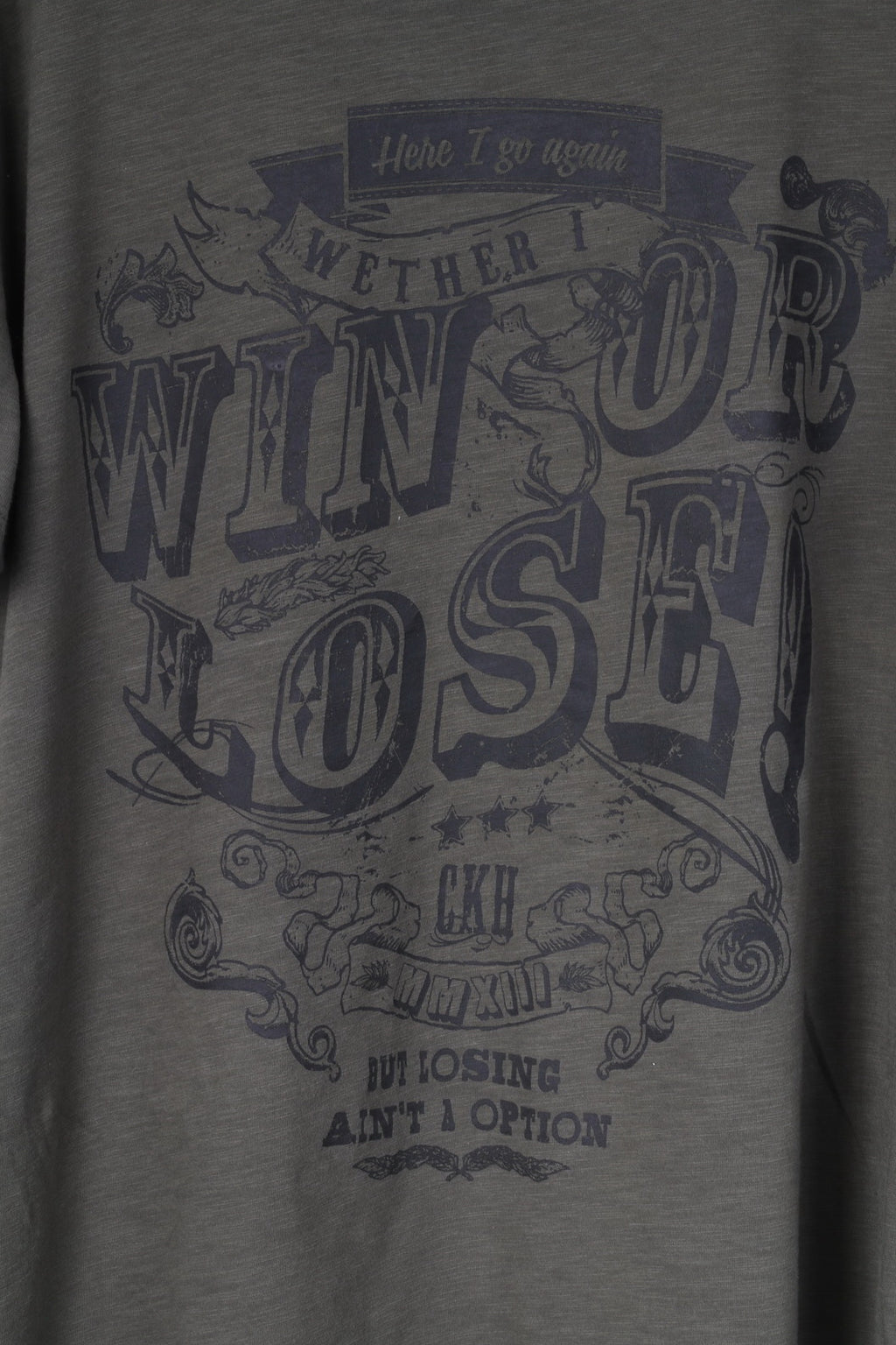 C&amp;A Clockhouse T-Shirt XXL Homme Vert Coton Graphic Win Or Lose Top 