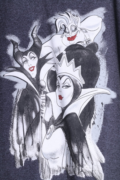 Disney Store T-shirt S pour femmes, haut en coton gris avec personnages noirs graphiques