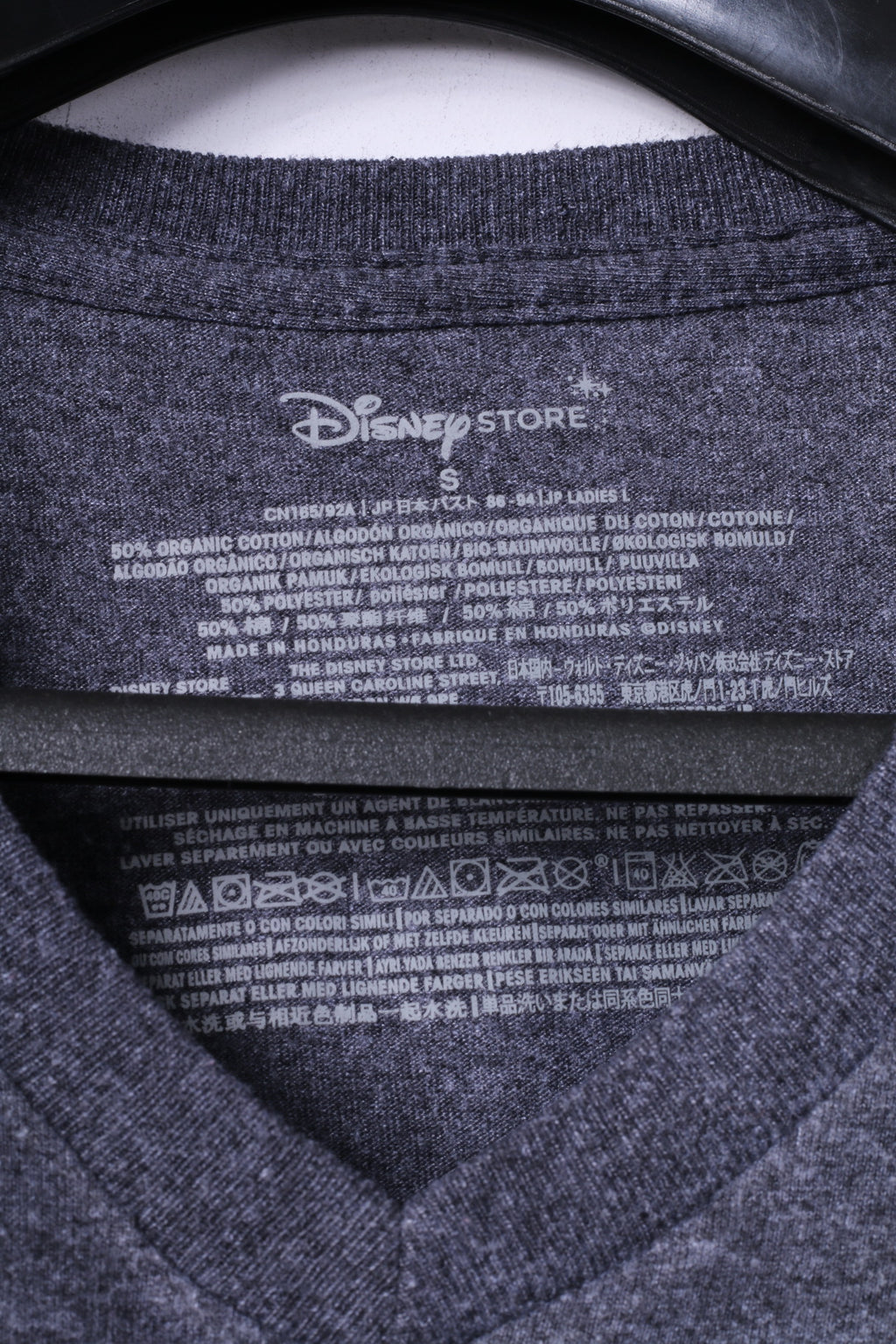 Disney Store T-shirt S pour femmes, haut en coton gris avec personnages noirs graphiques