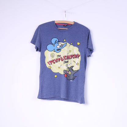 T-shirt da uomo C&amp;A The Simpsons Blu in misto cotone con grafica The Itchy &amp; Scratchy Show 
