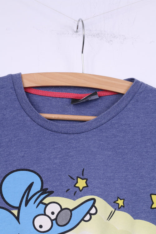 C&amp;A Les Simpsons T-Shirt Homme Bleu Coton Mélange Graphique The Itchy &amp; Scratchy Show 